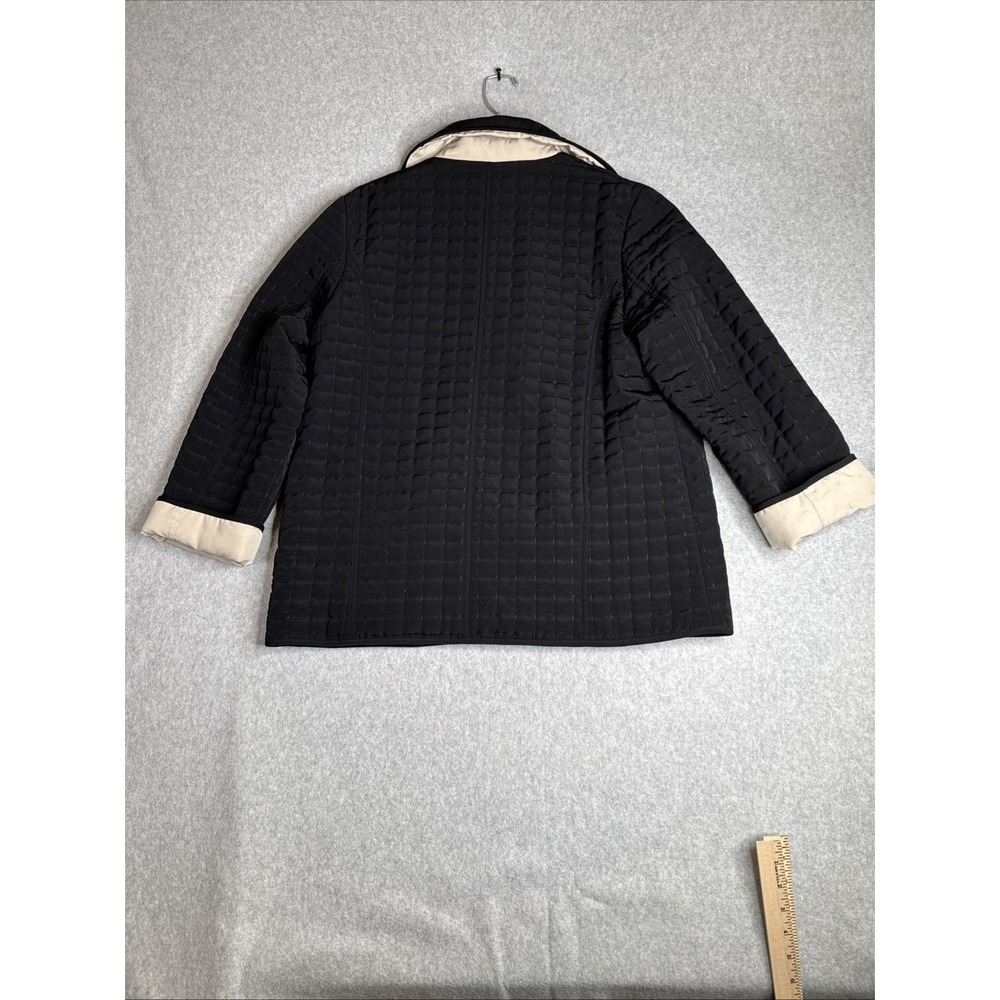 Fitz-Wright Women's Size Xl Quilted Reversible Black Cream Jacket Gold Snaps EUC - Picture 7 of 10